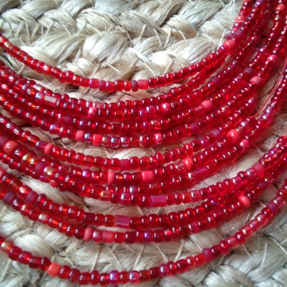 NWOT Red Multi-String Necklace - Picture 2 of 3